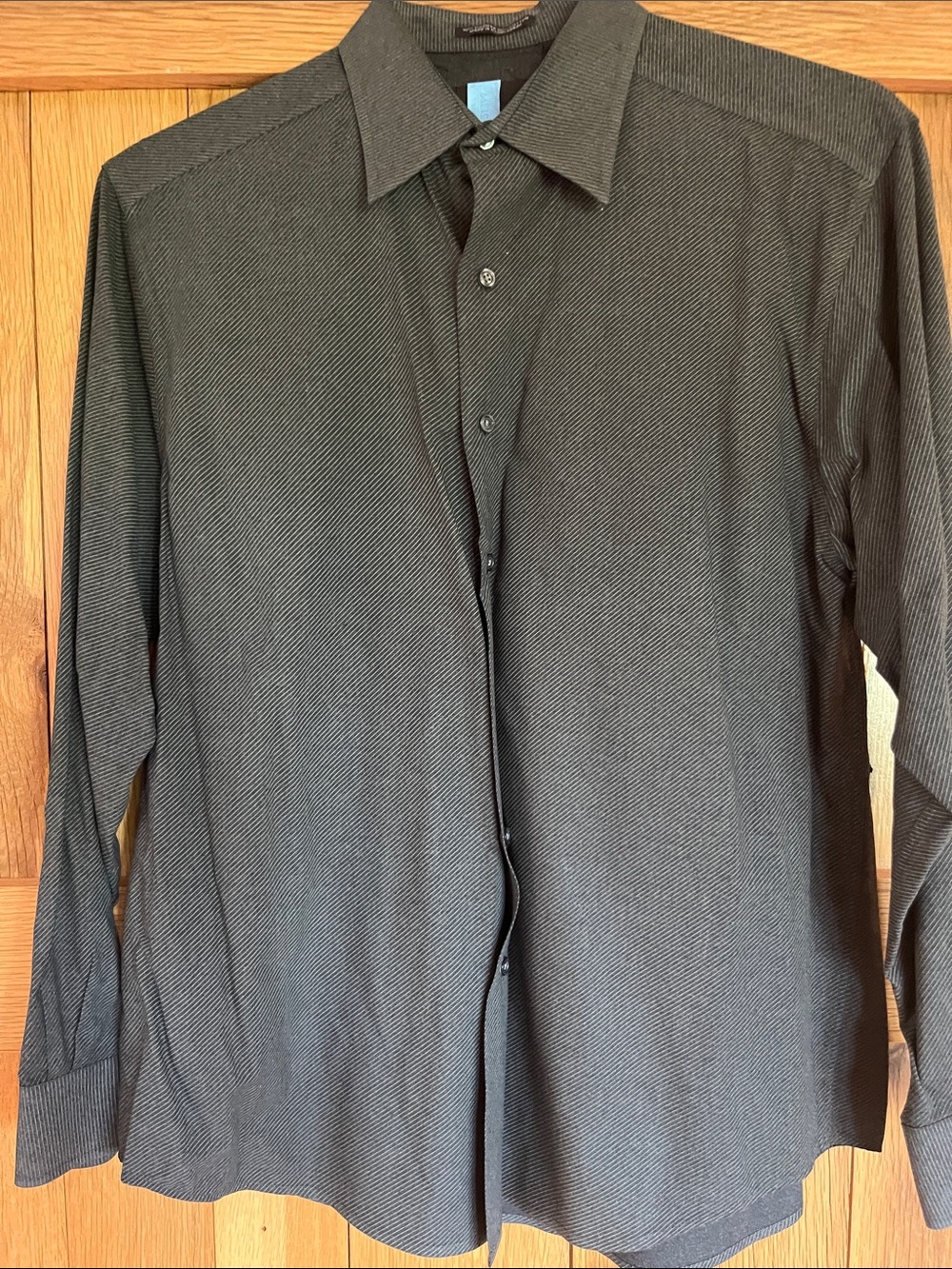 Bill Blass Men's Long-Sleeve Textured Dress Shirt - Charcoal